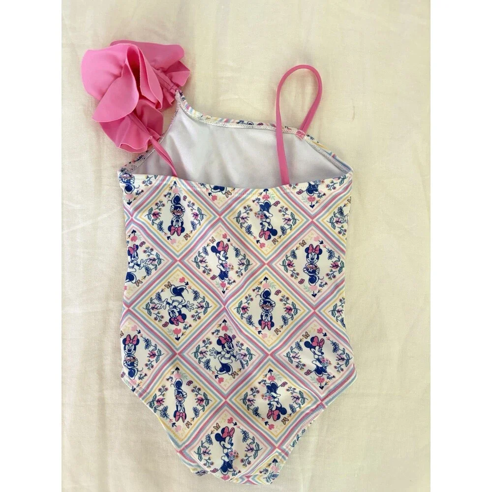 Disney Junior Minnie Swimsuit Pink Ruffle Strap Size 3T